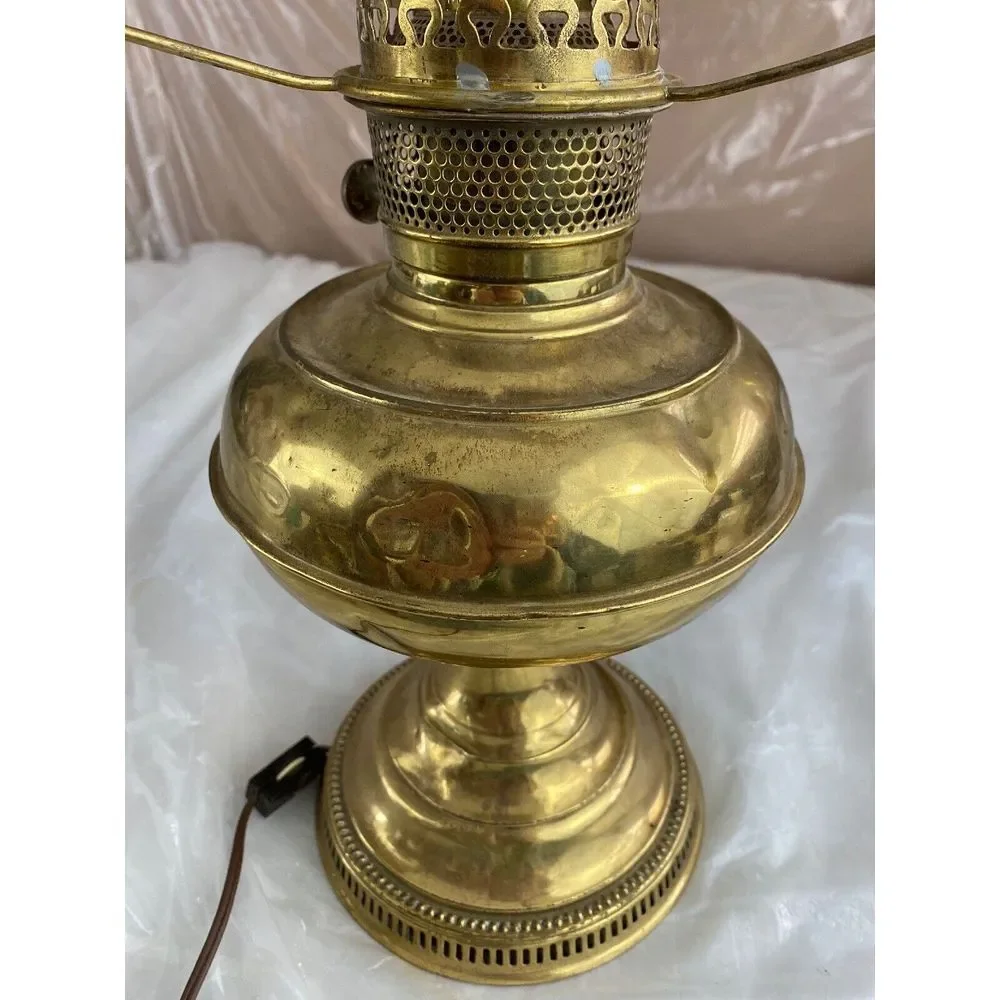 Vintage Brass Hurricane Table Lamps Set of‎ 2 Electric 12